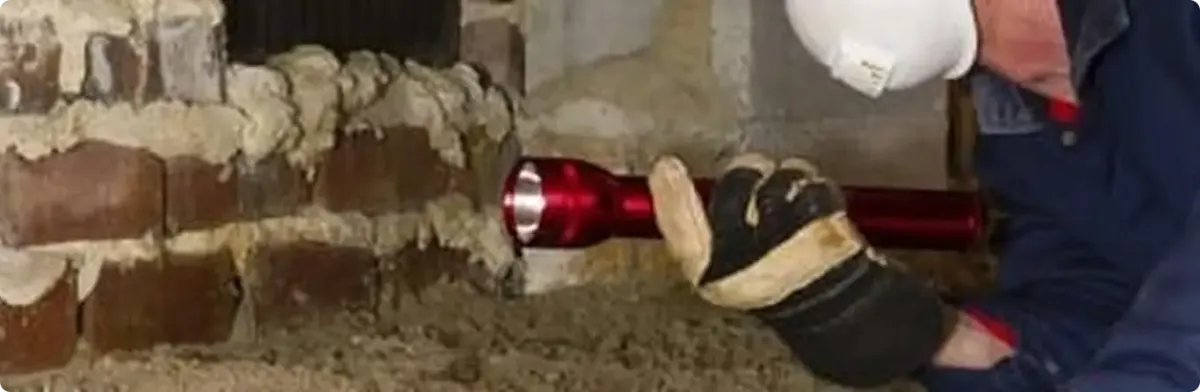 Pest control technician inspecting a crawl space for ant activity in Chandler, AZ
