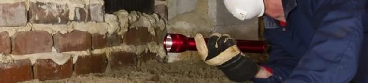 Pest control technician inspecting a crawl space for ant activity and entry points in Mesa, AZ